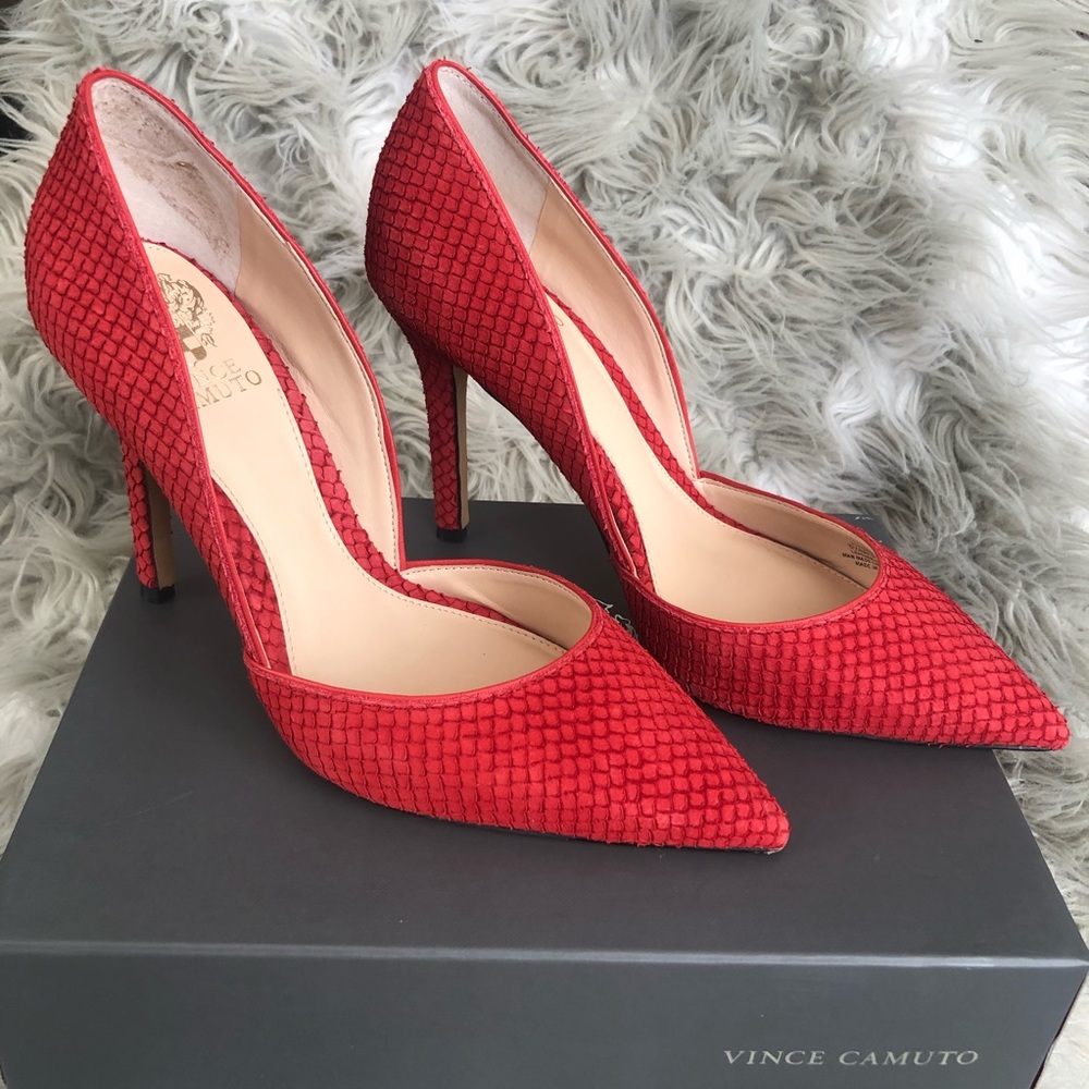 Red Suede Vince Camuto Pumps size 8.5